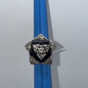 Black Onyx and Silver Star Ring